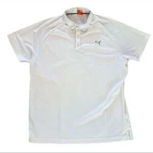 PUMA Raglan Tech Golf Polo Shirt Mens XL White Logo Performance Cool Cell Casual